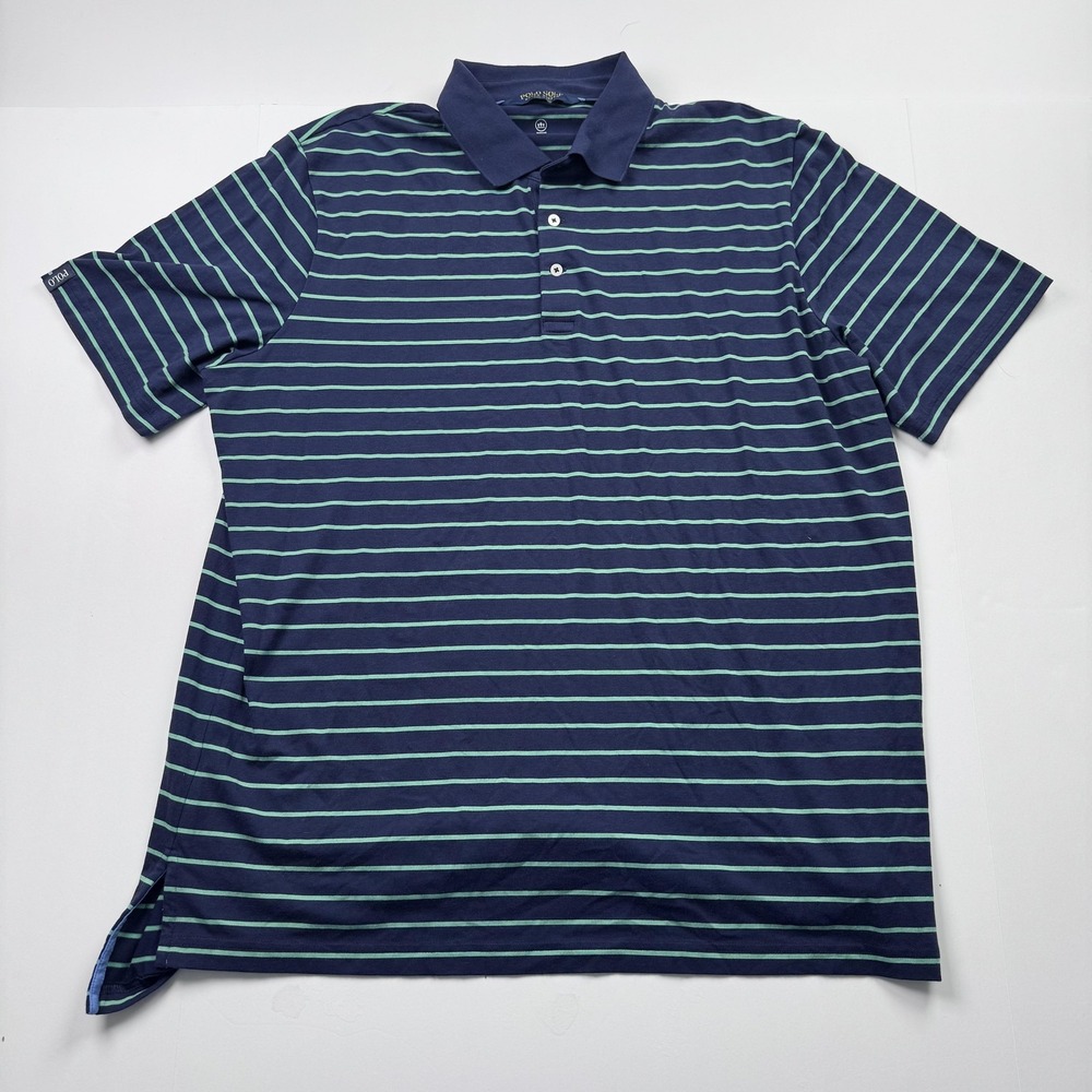 Polo Golf Ralph Lauren Polo Shirt Mens XL Navy Green Stripe Wicking Golf